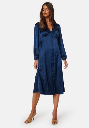 BUBBLEROOM Dayla satin dress Dark blue Klær