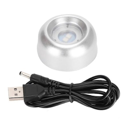 LED Lysbase Sølv Elf Farverig Lampe Lysende Holder Krystal Kugle Display Stand