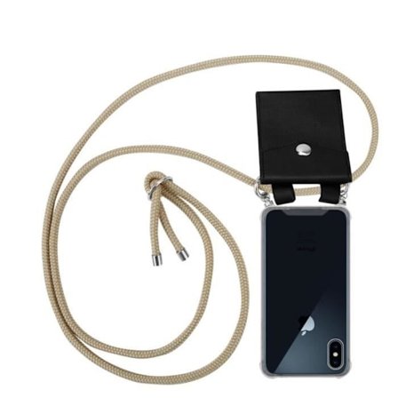 Coque Collier - CADORABO - iPhone X / XS - Silikon TPU - Glänsande Brunt - Fodral med Rem