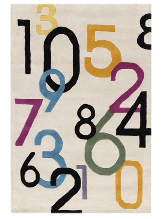 Lucky Numbers Kids Rug 120X180 Small Ivory White Number Wool