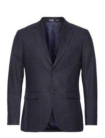 Slhslim-Ayr Pinstriped Blz B Suits & Blazers Blazers Single Breasted Blazers Marineblå Selected Homme*Betinget Tilbud