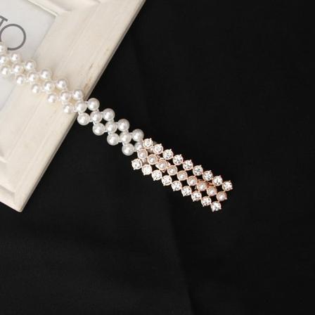 Damebelter Mote Elegant perle midjekjede Populær innlagt Rhinestone kjole dekorasjonsbelte 8129款 67 long and 2 wide