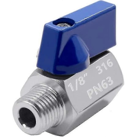 1/8" Mini Kulventil, 316 Rostfritt Stål Fe X Npt Gänga Avstängningsventil (1-pack) -