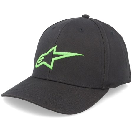 Alpinestars - Sort flexfit Kasket - Ageless Curve Hat Black/Green Flexfit @ Hatstore