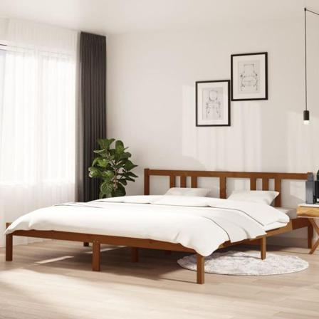 Vidaxl Sängram Honungsbrun Massivt Trä 180x200 Cm Brun