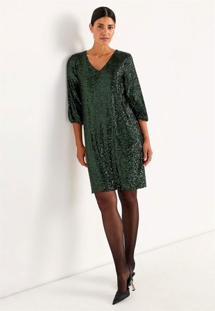Cellbes of Sweden - V-ringad paljettklänning - mörkgrön - för damer - 34/36