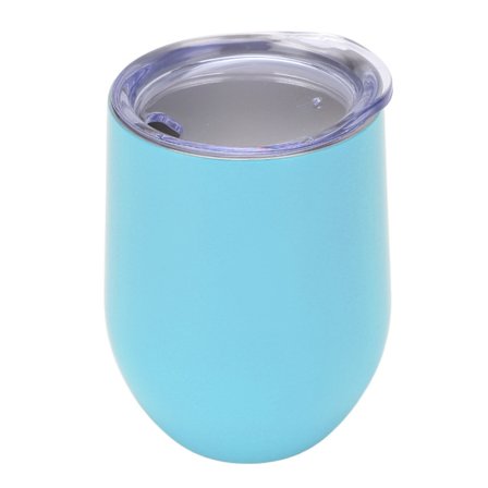 Vakuumisolert kopp i rustfritt stål, 12 oz kapasitet, dobbelvegget U-formet, eggeskall, for drikke, vin, vann, lyseblå