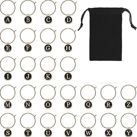 26 stk. Vinglas Charms Ringe Tags