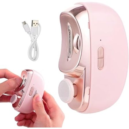 Automatisk Negleklipper med Lys, Elektrisk Automatisk Neglesaks, Elektrisk Negleklipper til Børn, USB Elektrisk Negleklipper, Elektrisk Neglefil
