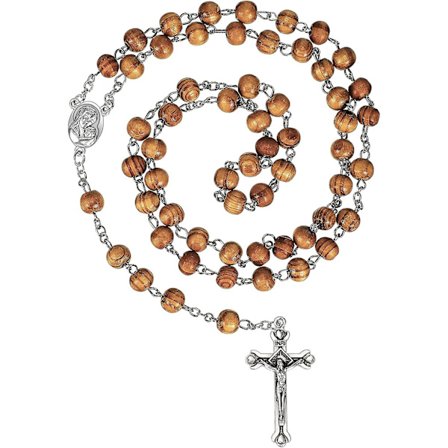 Rosenkrans Halsband med Olivträpärlor, Rosenkranspärlor, Dopgåva