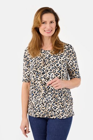 BRANDTEX - Kortærmet T-shirt - Blå - Leopard Mønster