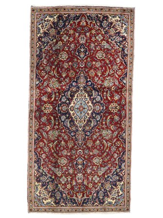 Hand Knotted Persian Keshan Rug 106X205 Brown/Dark Red
