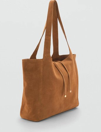 Mango Suede Shopper Bag - Brown - ONE SIZE