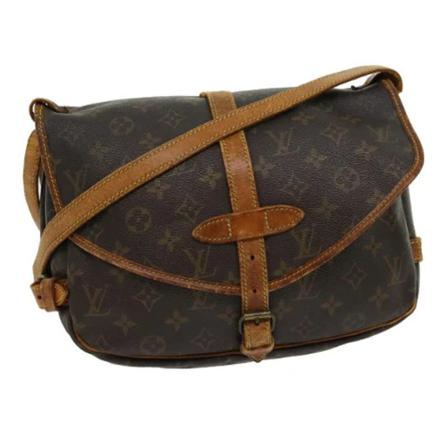 Louis Vuitton Vintage, Pre-owned Saumur 30 Monogram Messenger Bag Bruin, Dames, Maat:ONE Size,leer