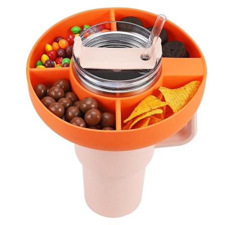 Silikoninen välipalakulho Stanley Cup 40 oz -mukiin kahvalla, uudelleenkäytettävä välipala-alusta, sopii auton mukitelineeseen, elokuvateatteriin, 