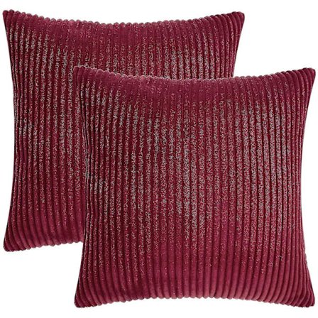 Dekorative putetrekk i rødvin, sett med 20x20 tommer