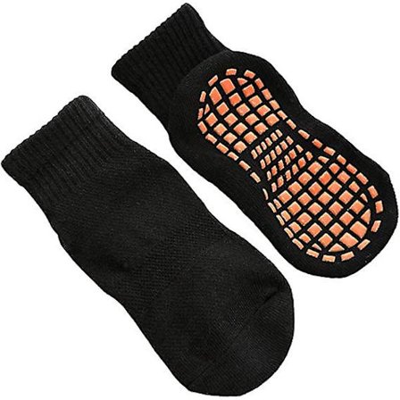 Halkfria Golvstrumpor, Barn Bomull Trampolinstrumpa Dispenser Sportstrumpor (5 par, svart)[D]