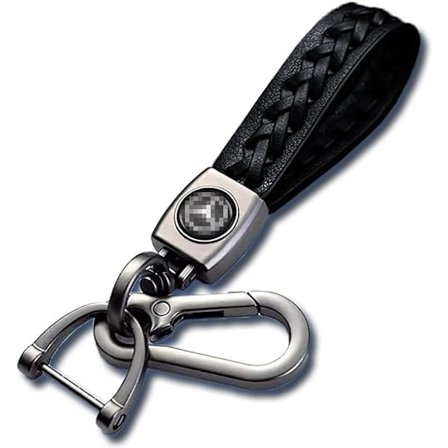 1 st bilnyckelring, läderbilnyckelring med logotyp, svart läder - spot sales