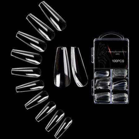 Kirkkaat pitkät arkun kynsikärjet, 100 kpl väärennettyjä cover balettikynnet tekoakryylikynsien kärjet 10 kokoa