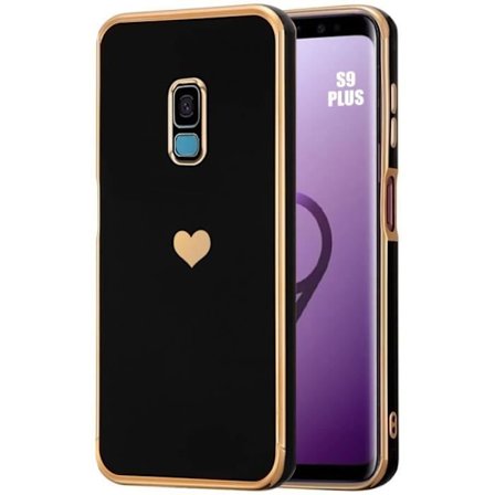 Skydd - Samsung - Galaxy S9 Plus - TPU Svart - Hjärtmönster - Stötsäker Repåterstående