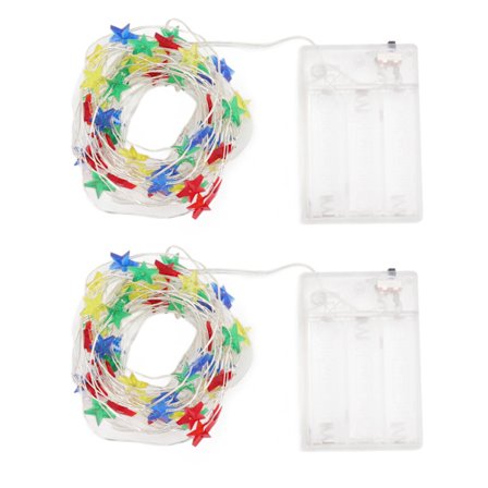 2 set Pentagram LED-ljusslingor batteridrivna Fairy Star Lamp String Festival Dekorationer 5m Färgglada