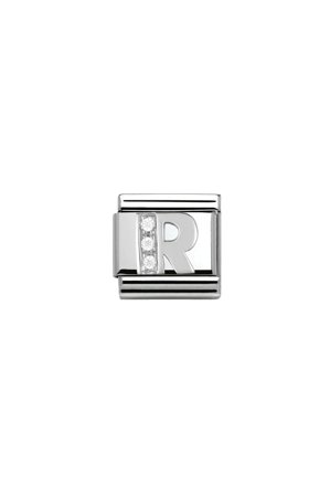 Alphabet 925 sterling Silver with CZ R