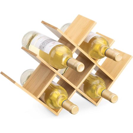 Flaskeholder - Horisontal vinstativ 43,5 x 10 x 29,5 cm i bambus til 8 flasker - Vinflaske Vand Sodavandsflaskeholder Køkkenindretning