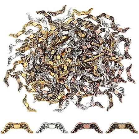 Vingspridare Pärlor 200st 4 Färger Tibetansk Stil Ängelvingspärla 20mm Antik Charm Pärlor för Jul Bröllop Dekoration Smyckestillverkning Antik Guld/