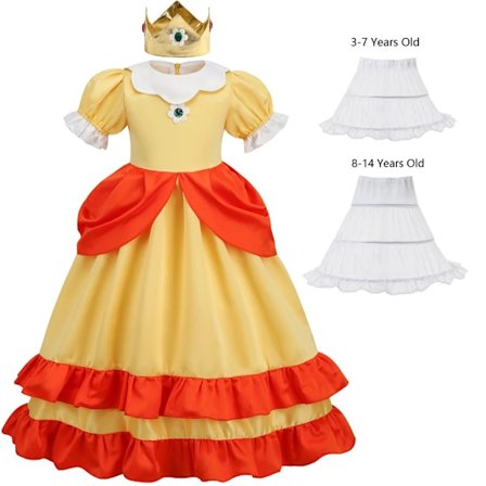 Daisy Prinsesse Kjole Jente Tegnefilm Film Cosplay Kostyme Sommer Barn Oransje Festklær 2-10 År Halloween Karnevalskostymer Daisy Sett