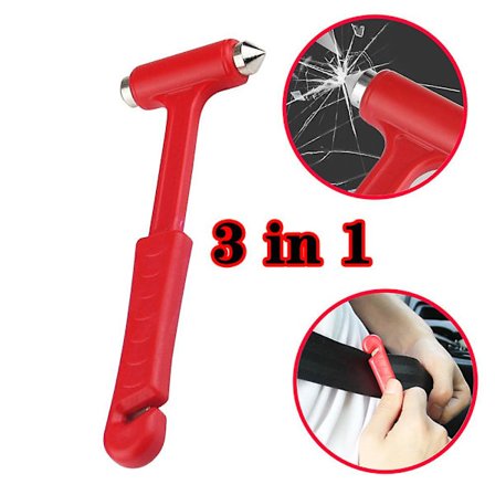 3 in 1 Auton hätävasara Hätävasara Hengenpelastava pakotie Turvavasara Turvavyöleikkuri Lasinrikkoja Pelastusvasara Työkalut (FMY)