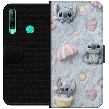 Kompatibel Tegnebogsetui til Huawei P40 lite E Stitch mønster med hjerter, paraplyer og pastelfarvet blød baggrund