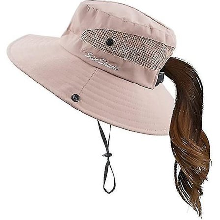 Womens Summer Sun Hat Wide Brim Outdoor Uv Protection Hat Foldable Ponytail Bucket Cap For Beach Fishing Hiking