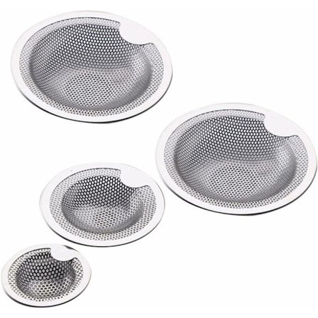 Badkar Hårsil Rostfritt stål Handfat Sil Badkarsavlopp Avfallsskydd Handfat Avfallstopp för kök och badrum 4st,-ladacèe