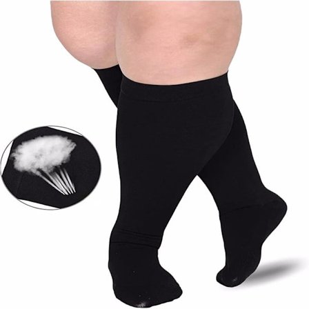 Plus Size 5XL Kompressionsstrumpor - Svarta, Bred Vad, Kompressionsstrumpor för Män och Kvinnor för Åderbråck