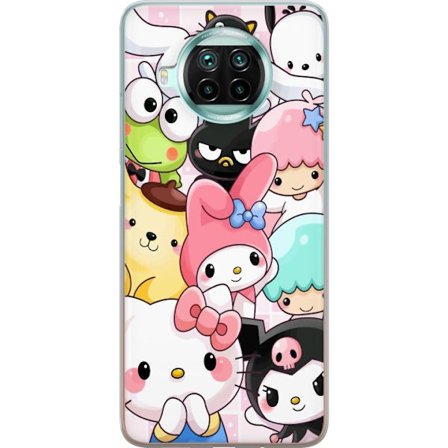 Kompatibelt Mobildeksel til Xiaomi Mi 10T Lite 5G Tett mønster av søte figurer med store øyne i ulike farger og uttrykk med LABUBU-tekst