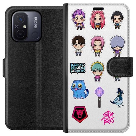 Yhteensopiva Lompakkokotelo Xiaomi Redmi 12C Kpop Demon Hunters Chibi Idol Hahmoja Suloinen Anime Piirustus Tyyli