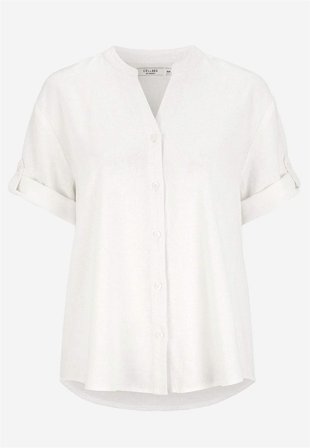 Cellbes of Sweden - Bluse i linmiks i hvit for damer i størrelse 46/48