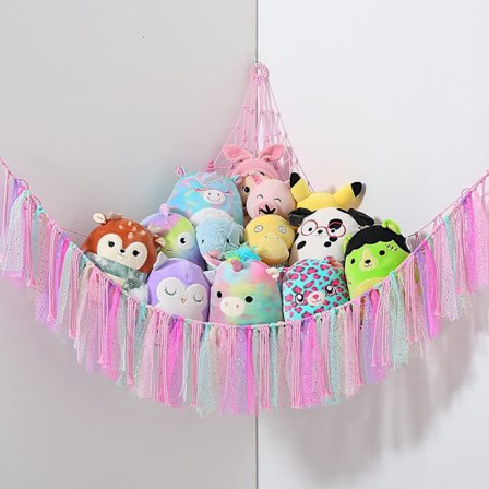 Legetøjs hængekøje til udstoppede dyr Teddy hængekøje Boho Teddybjørn opbevarings hængekøje Plys legetøj opbevaringsnet Blødt legetøj net hængekøje 