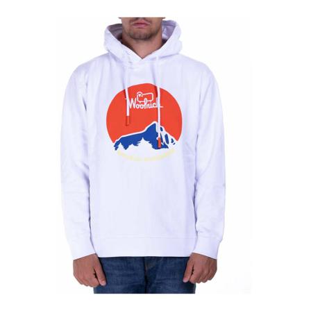 Woolrich, White Hoodies Wit, Heren, Maat:L