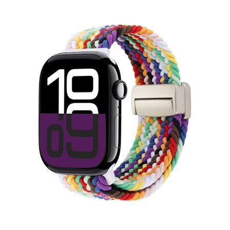 Elastisk Vævet Nylonarmbånd Apple Watch Series 11 42mm Regnbue