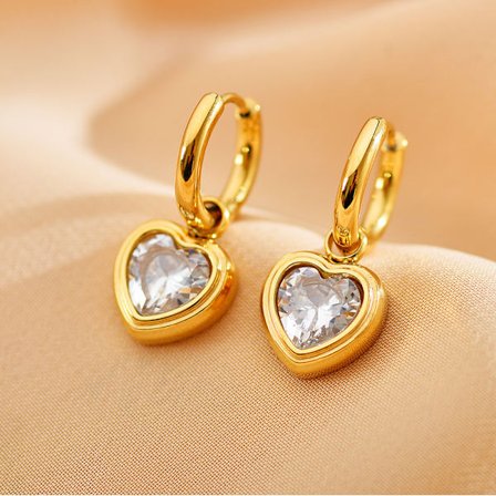 Mini kristall hjärtformade örhängen (damstil)