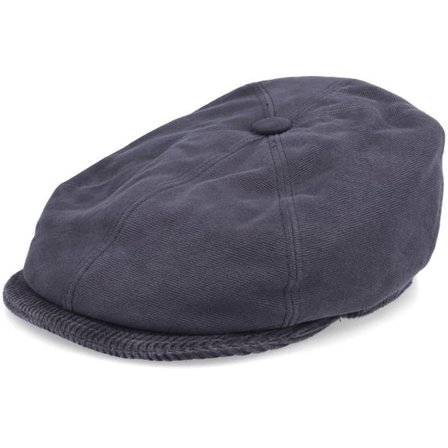 Stetson - Blå flatcap Keps - 6-Panel Cap Soft Cotton/Cord Navy Flat Cap @ Hatstore