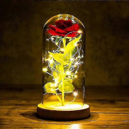 Skønheden og Udyret Rose, Evig Rose i Glas Rose i Glaskuppel Roser (LGL)