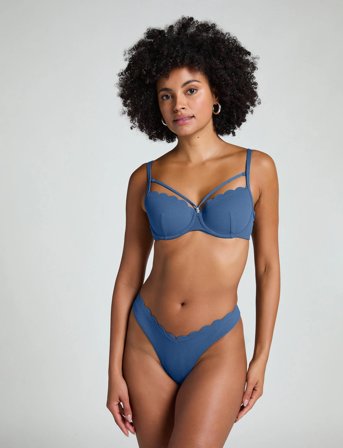 Hunkemöller Scallop High Leg R - Blue - L