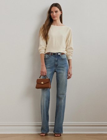 Lauren Ralph Lauren Cotton-Blend Dolman-Sleeve Sweater - Cream - M