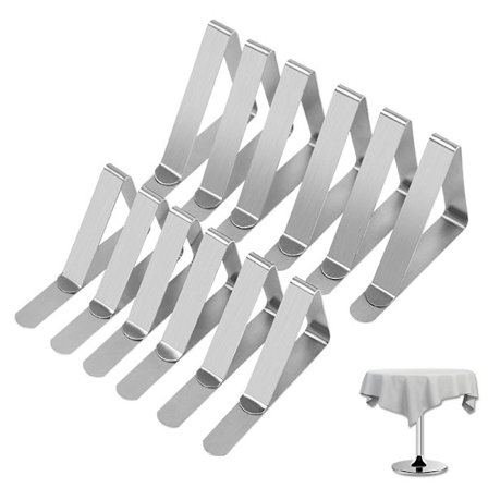 12-pak sølvdugsklemmer med justerbar klemme, højkvalitets metalbeslag til hjemmebrug