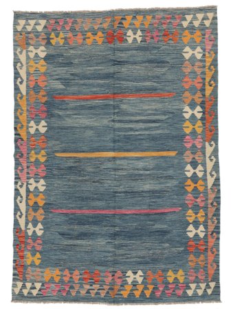 Hand Woven Kilim Afghan Old Style Rug 170X241 Dark Blue/Dark Teal