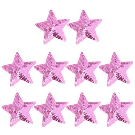 10 kpl Sekvenssomistellut Kangas Tarrat DIY Vaatteet Asut Tarvikkeet Sekvenssit Viisikärkiset Tähti Laastarit (vaaleanpunainen)Vaaleanpunainen Pink