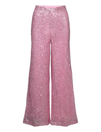 Sequins Trousers Leveälahkeiset Housut Vaaleanpunainen By Ti Mo