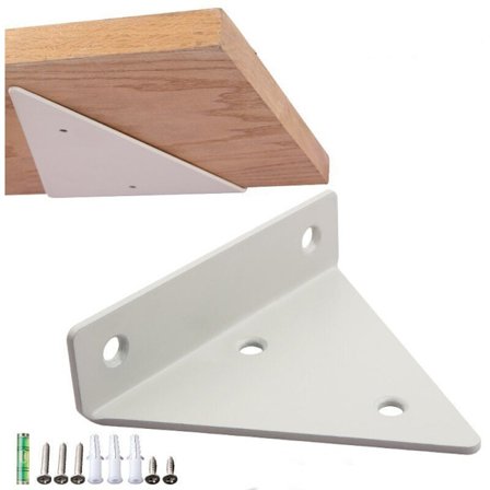 2 stk. (hvid 130 x 170 mm) Hylde, metalvæghylde, svævehylde,